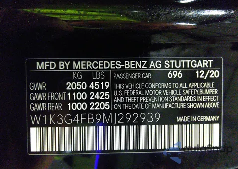 2021 Mercedes-Benz A 220 4Matic z USA, uszkodzony, nr VIN W1K3G4FB9MJ292939